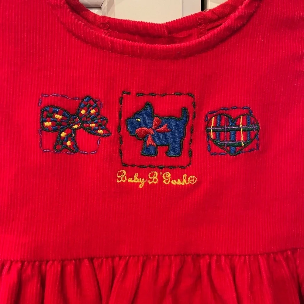 Rare! Vintage OshKosh B Gosh  Scottie Dog Dress  Corduroy Dress 18 months